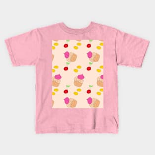 Cakes and cherries, sweets and fruits, food Kids T-Shirt